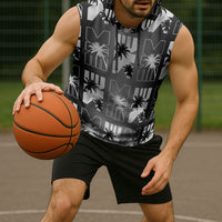Bula Fiji Sleeveless Hoodie Black Makare Masi Tapa Pattern LT05 - Polynesian Pride