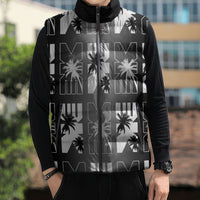 Bula Fiji Sleeveless Puffer Jacket Black Makare Masi Tapa Pattern LT05 - Polynesian Pride