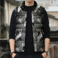 Bula Fiji Sleeveless Puffer Jacket Black Makare Masi Tapa Pattern LT05 - Polynesian Pride
