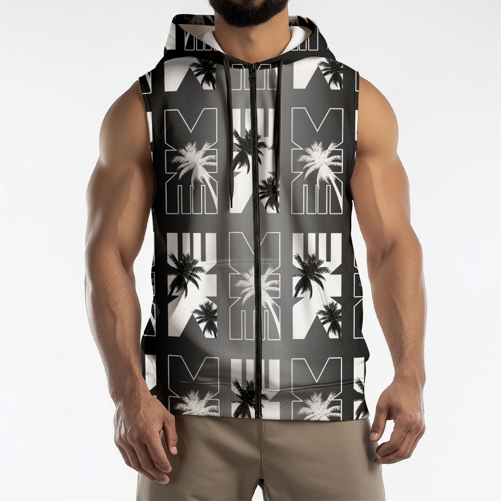 Bula Fiji Sleeveless Zip Hoodie Black Makare Masi Tapa Pattern LT05 - Polynesian Pride