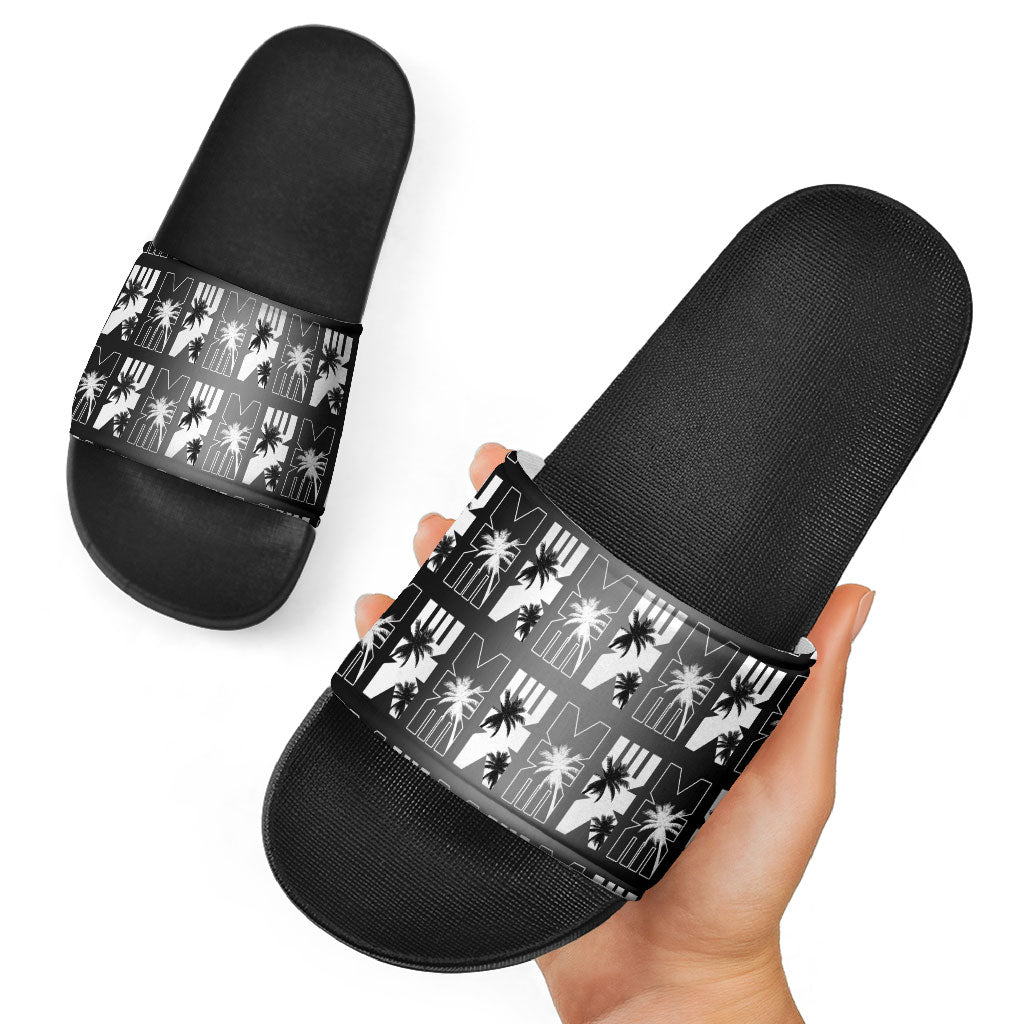 Bula Fiji Slide Sandals Black Makare Masi Tapa Pattern LT05 - Polynesian Pride