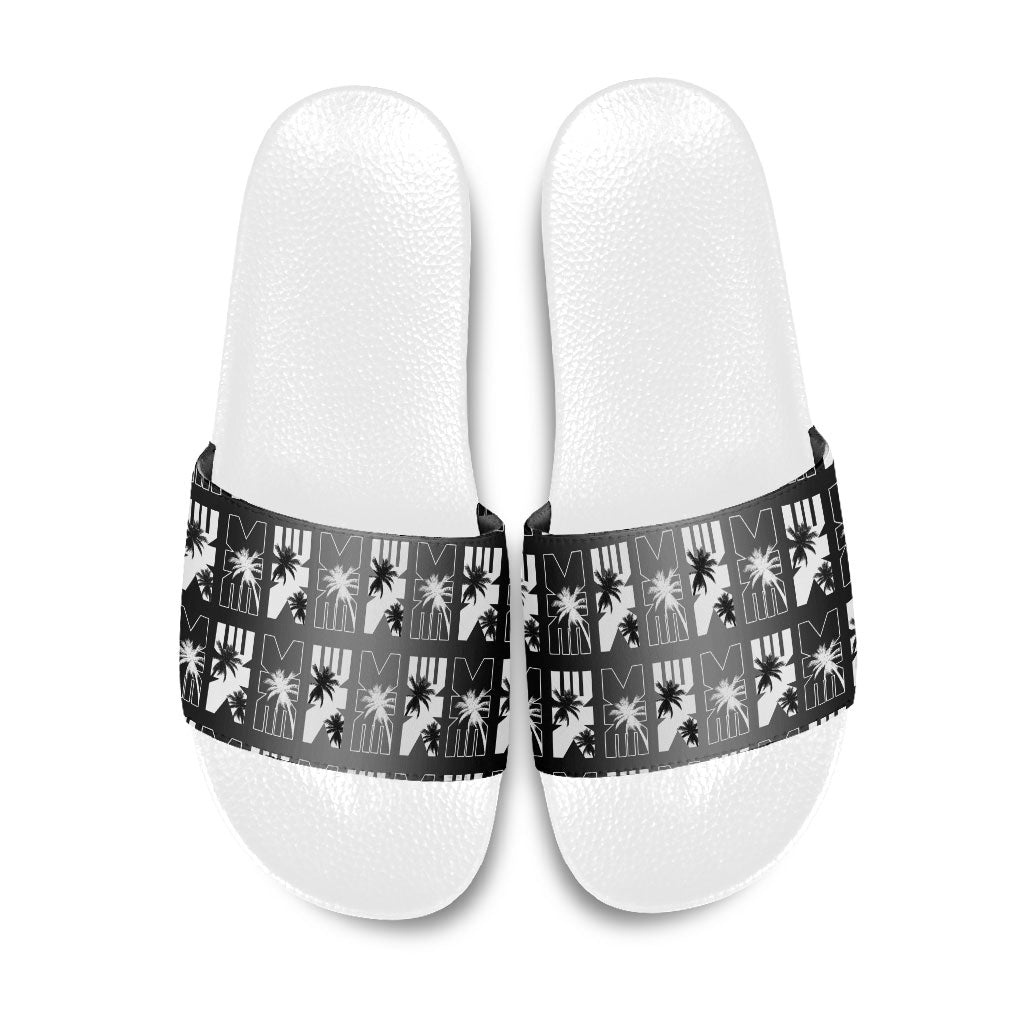 Bula Fiji Slide Sandals Black Makare Masi Tapa Pattern LT05 Black - Polynesian Pride