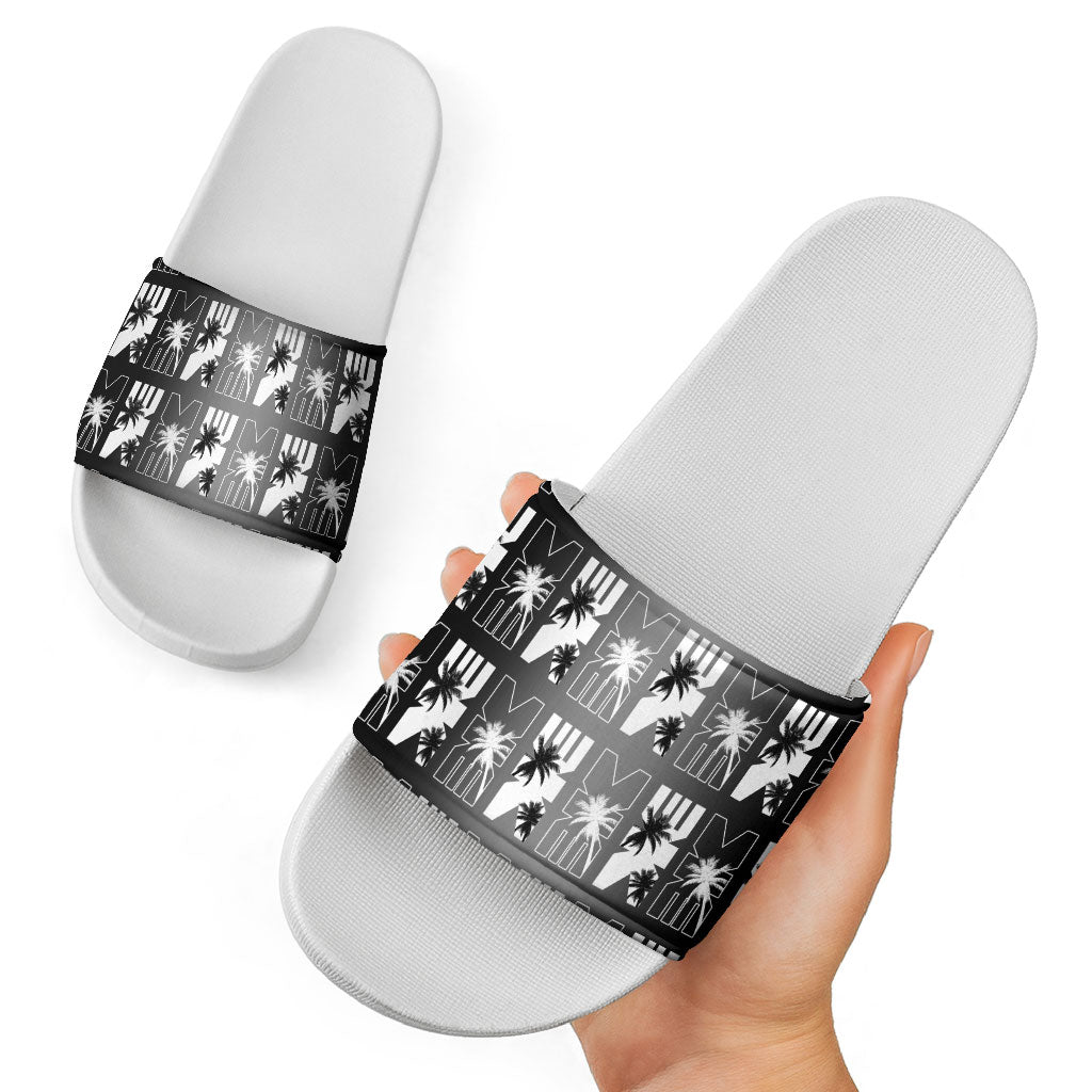 Bula Fiji Slide Sandals Black Makare Masi Tapa Pattern LT05 - Polynesian Pride