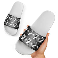 Bula Fiji Slide Sandals Black Makare Masi Tapa Pattern LT05 - Polynesian Pride