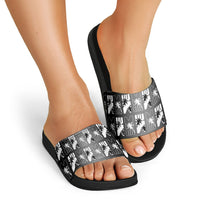 Bula Fiji Slide Sandals Black Makare Masi Tapa Pattern LT05 - Polynesian Pride