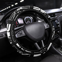 Bula Fiji Steering Wheel Cover Black Makare Masi Tapa Pattern LT05 Universal Fit Black - Polynesian Pride