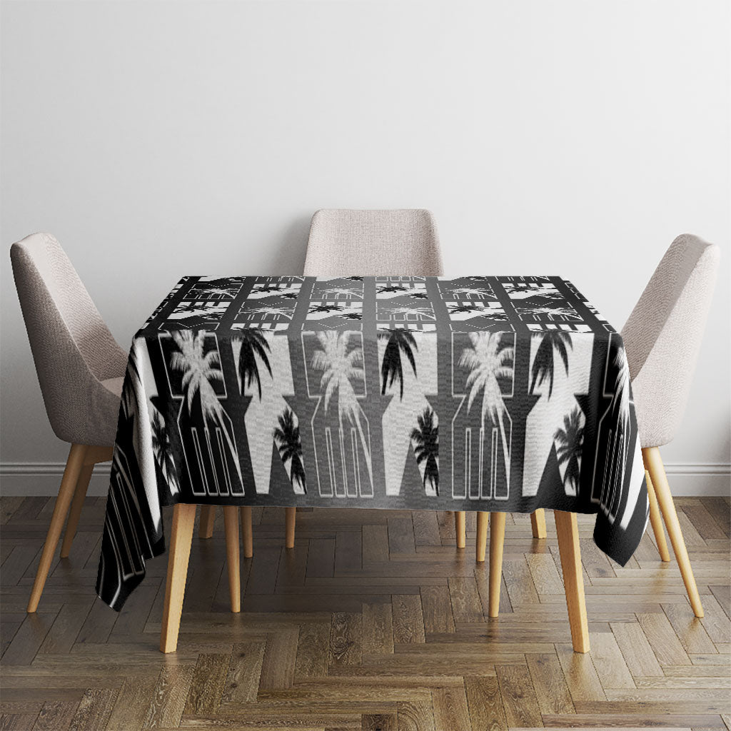 Bula Fiji Tablecloth Black Makare Masi Tapa Pattern LT05 - Polynesian Pride