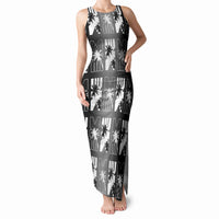 Bula Fiji Tank Maxi Dress Black Makare Masi Tapa Pattern LT05 Women Black - Polynesian Pride