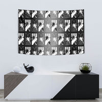 Bula Fiji Tapestry Black Makare Masi Tapa Pattern LT05 - Polynesian Pride
