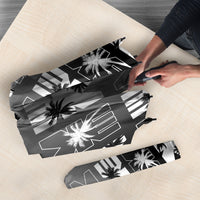 Bula Fiji Umbrella Black Makare Masi Tapa Pattern LT05 - Polynesian Pride