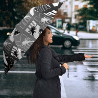 Bula Fiji Umbrella Black Makare Masi Tapa Pattern LT05 - Polynesian Pride