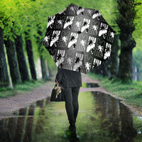 Bula Fiji Umbrella Black Makare Masi Tapa Pattern LT05 - Polynesian Pride
