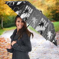 Bula Fiji Umbrella Black Makare Masi Tapa Pattern LT05 - Polynesian Pride