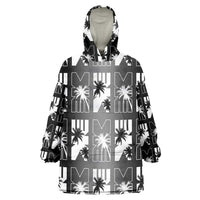 Bula Fiji Wearable Blanket Hoodie Black Makare Masi Tapa Pattern LT05 One Size Black - Polynesian Pride