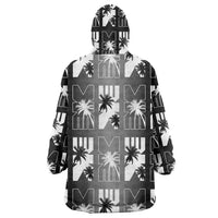 Bula Fiji Wearable Blanket Hoodie Black Makare Masi Tapa Pattern LT05 - Polynesian Pride