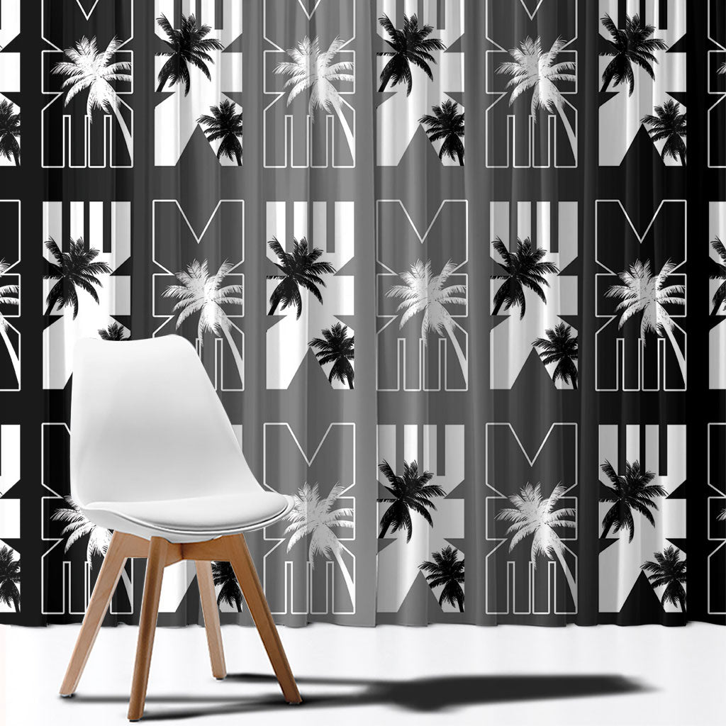 Bula Fiji Window Curtain Black Makare Masi Tapa Pattern LT05 - Polynesian Pride