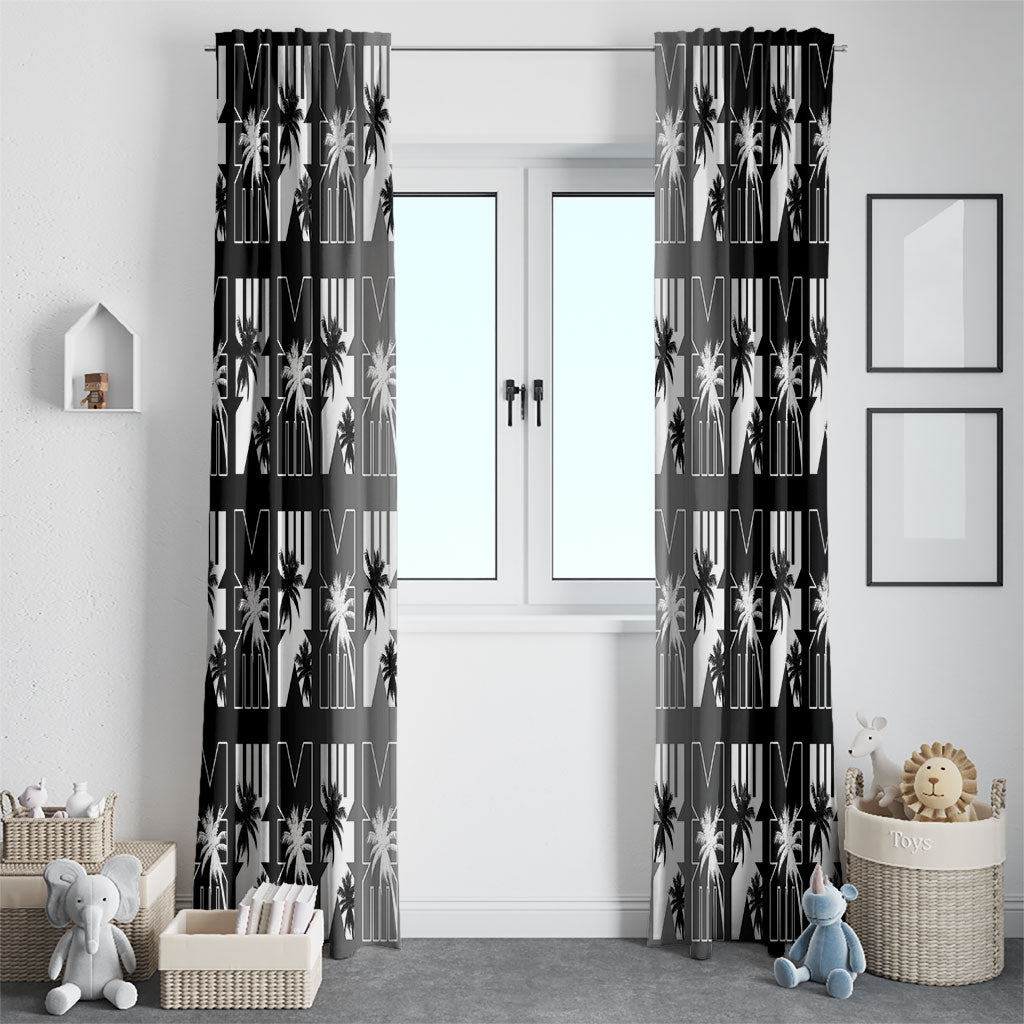 Bula Fiji Window Curtain Black Makare Masi Tapa Pattern LT05 - Polynesian Pride