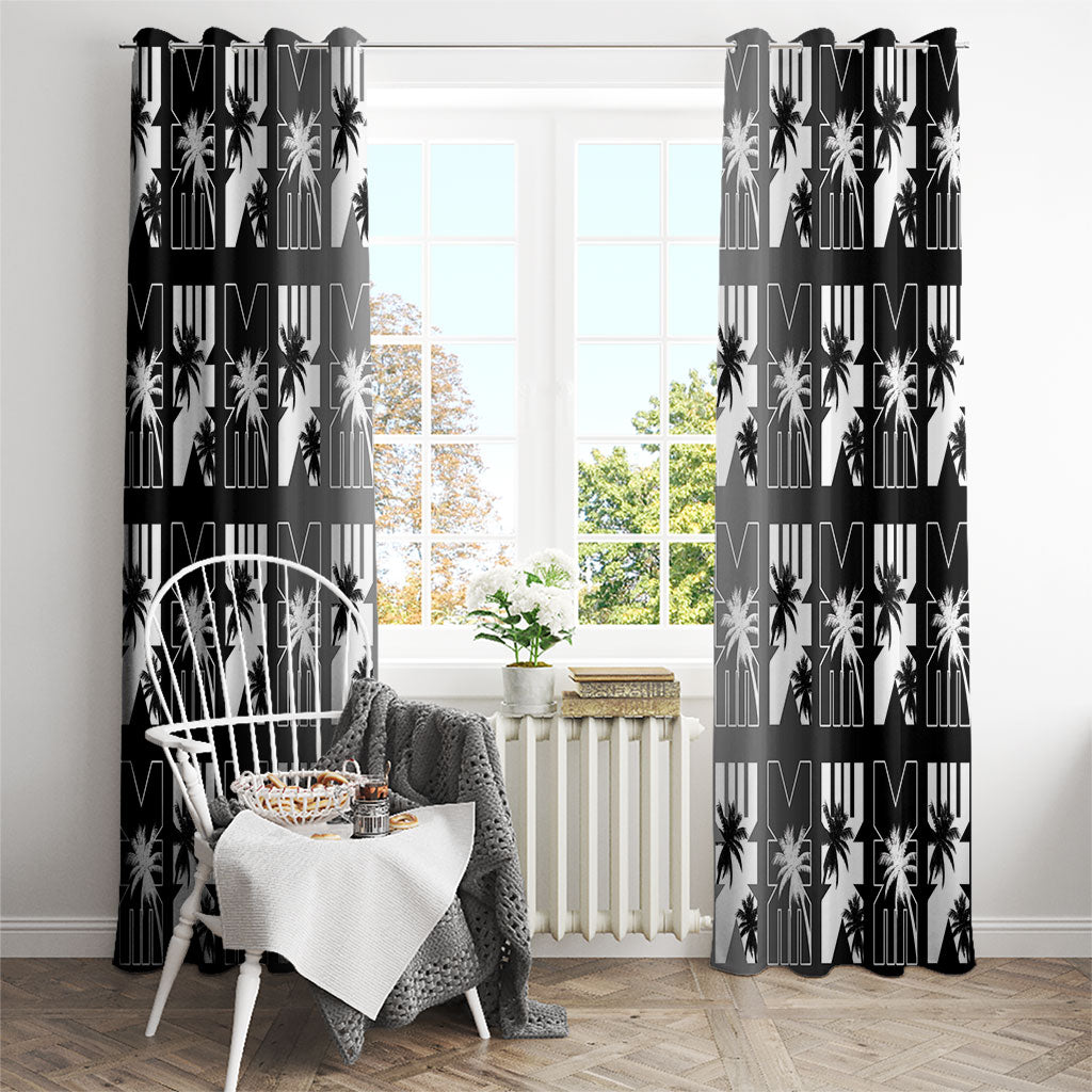Bula Fiji Window Curtain Black Makare Masi Tapa Pattern LT05 - Polynesian Pride