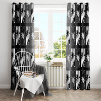 Bula Fiji Window Curtain Black Makare Masi Tapa Pattern LT05 - Polynesian Pride