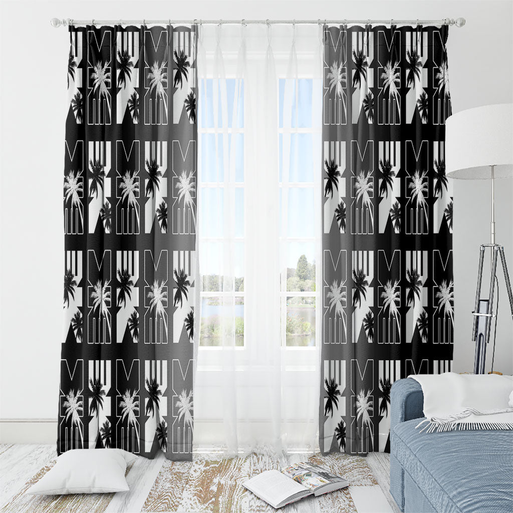 Bula Fiji Window Curtain Black Makare Masi Tapa Pattern LT05 - Polynesian Pride