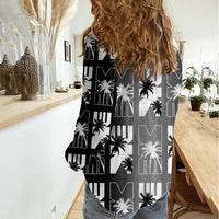 Bula Fiji Women Casual Shirt Black Makare Masi Tapa Pattern LT05 - Polynesian Pride