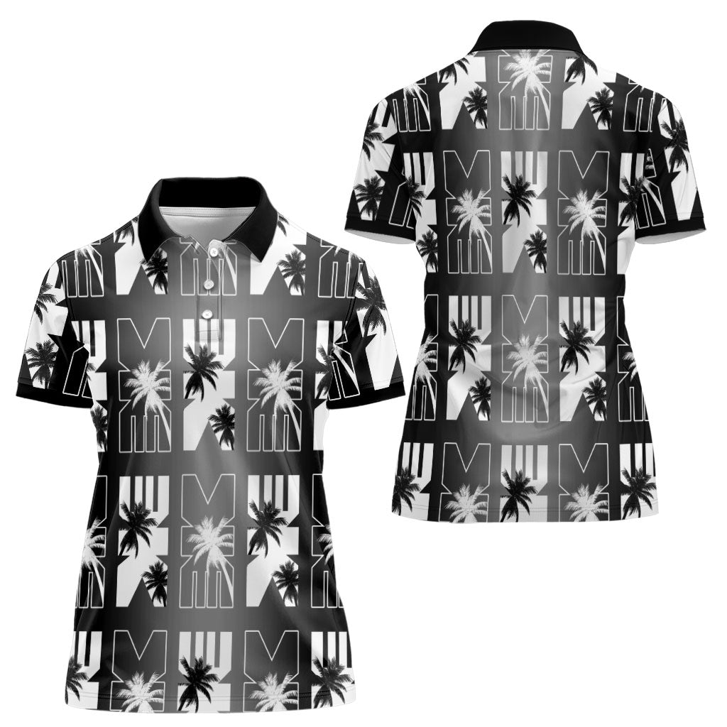 Bula Fiji Women Polo Shirt Black Makare Masi Tapa Pattern LT05 - Polynesian Pride