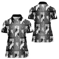 Bula Fiji Women Polo Shirt Black Makare Masi Tapa Pattern LT05 - Polynesian Pride