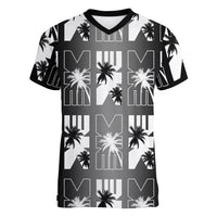 Bula Fiji Women V-Neck T-Shirt Black Makare Masi Tapa Pattern LT05 Female Black - Polynesian Pride