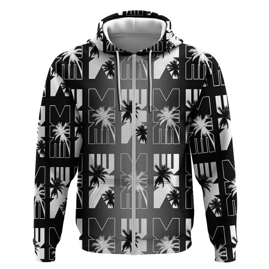 Bula Fiji Zip Hoodie Black Makare Masi Tapa Pattern LT05 Zip Hoodie Black - Polynesian Pride