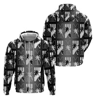 Bula Fiji Zip Hoodie Black Makare Masi Tapa Pattern LT05 - Polynesian Pride