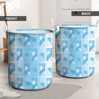 Bula Fiji Laundry Basket White Makare Masi Tapa Pattern LT05 - Polynesian Pride