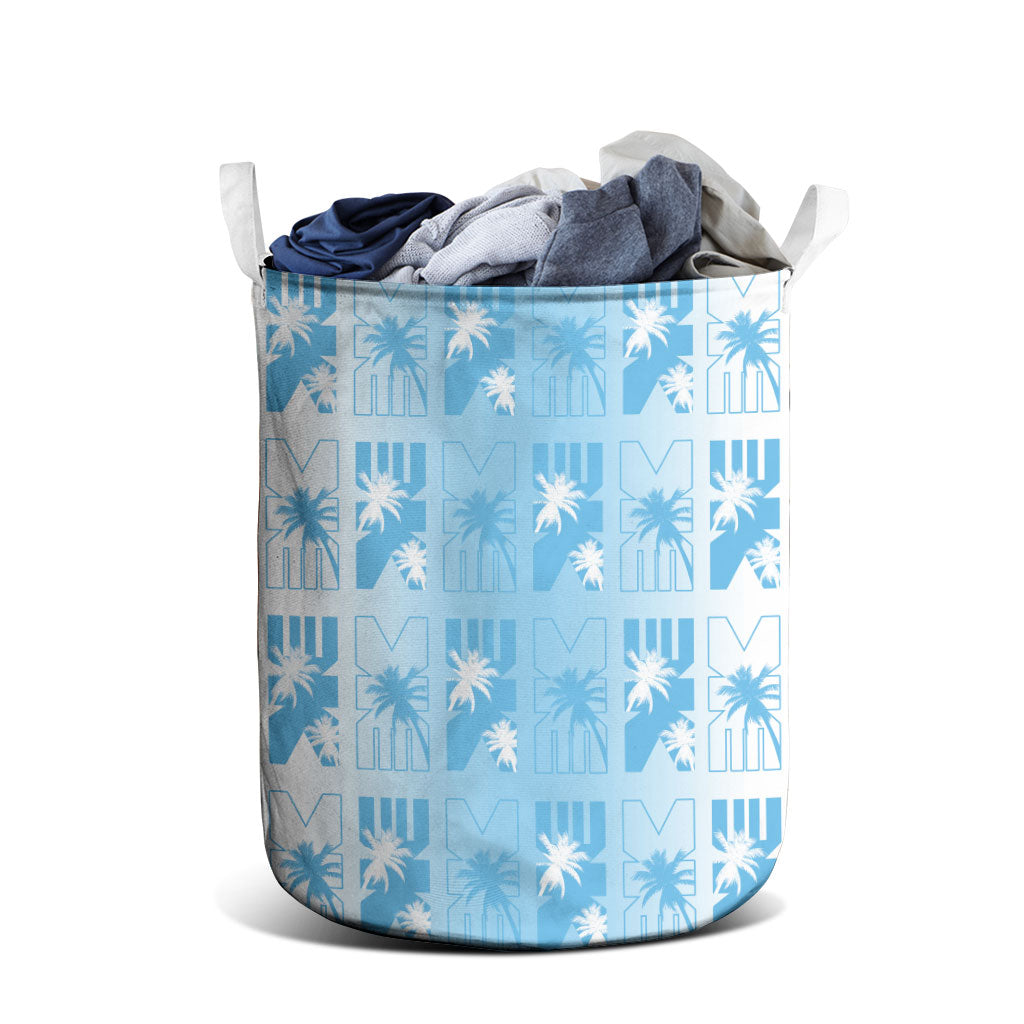 Bula Fiji Laundry Basket White Makare Masi Tapa Pattern LT05 - Polynesian Pride