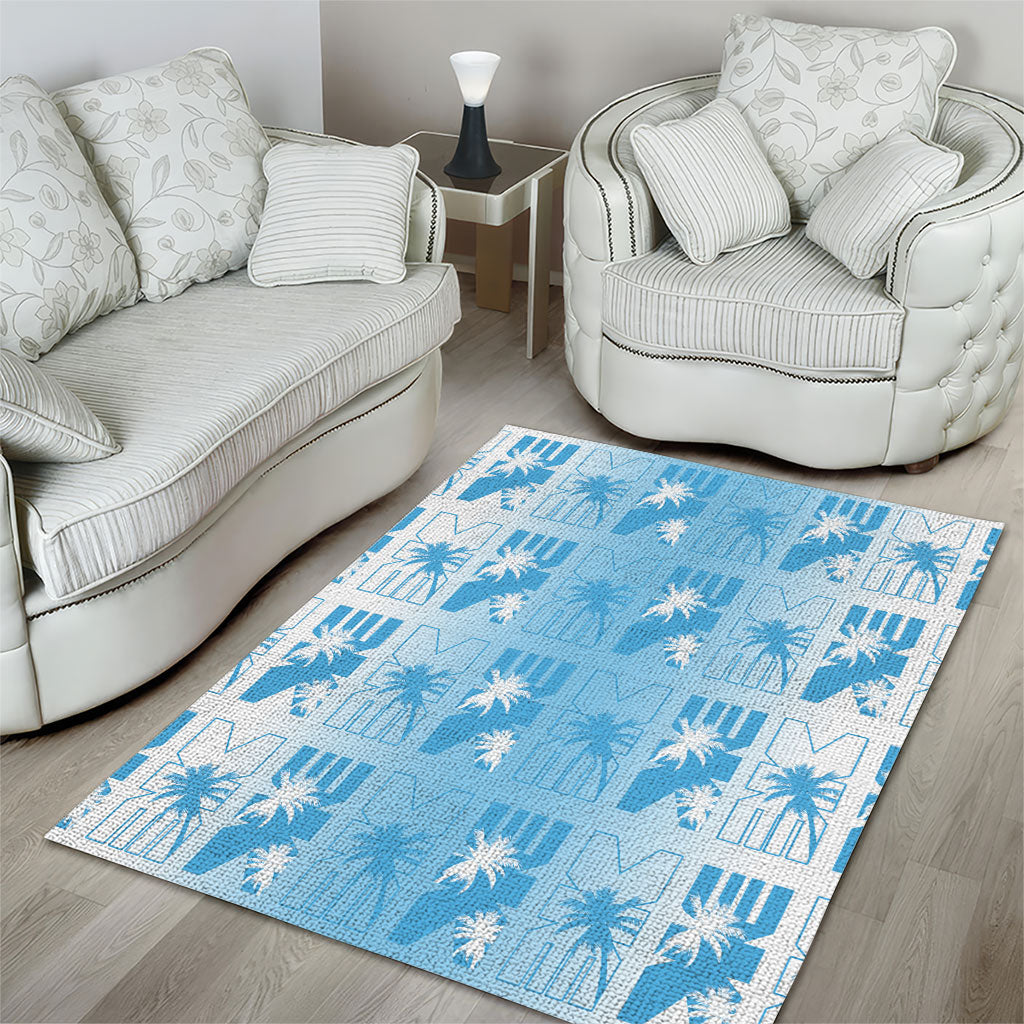 Bula Fiji Area Rug White Makare Masi Tapa Pattern LT05 - Polynesian Pride