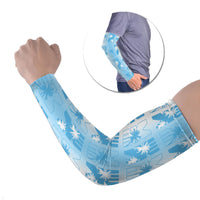 Bula Fiji Arm Sleeves White Makare Masi Tapa Pattern LT05 Set of 2 White - Polynesian Pride