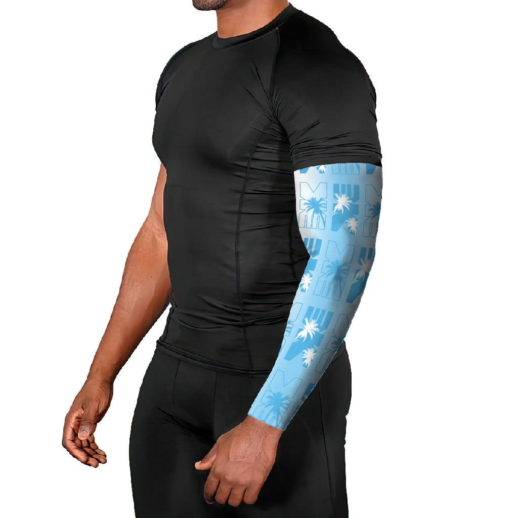 Bula Fiji Arm Sleeves White Makare Masi Tapa Pattern LT05 - Polynesian Pride