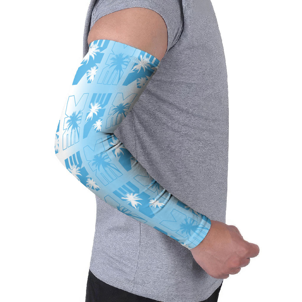 Bula Fiji Arm Sleeves White Makare Masi Tapa Pattern LT05 - Polynesian Pride