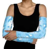 Bula Fiji Arm Sleeves White Makare Masi Tapa Pattern LT05 - Polynesian Pride