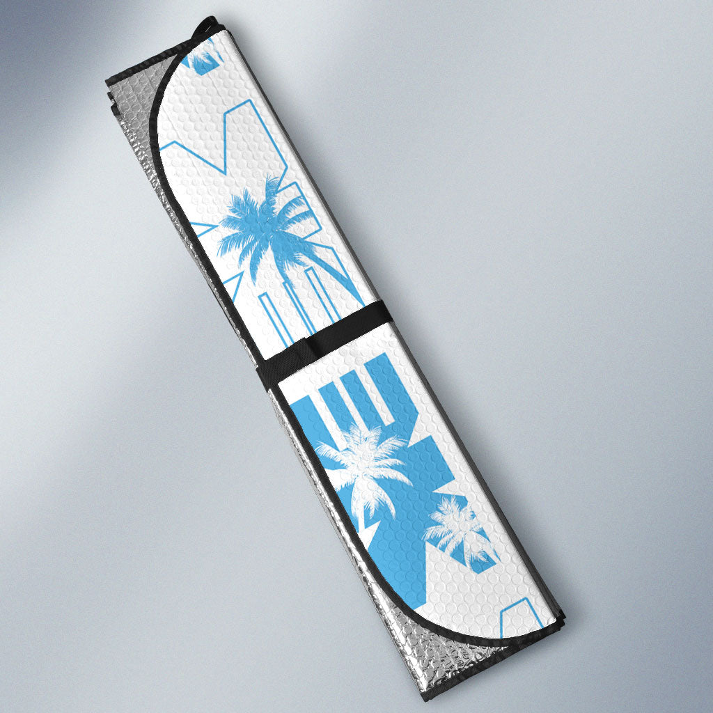 Bula Fiji Auto Sun Shade White Makare Masi Tapa Pattern LT05 - Polynesian Pride