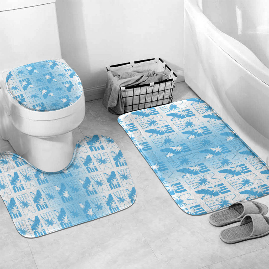 Bula Fiji Bathroom Set White Makare Masi Tapa Pattern LT05 Mat Set Only (3 pcs) One Size White - Polynesian Pride