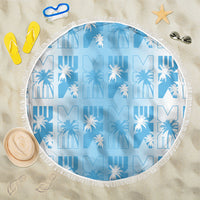 Bula Fiji Beach Blanket White Makare Masi Tapa Pattern LT05 One Size 150cm White - Polynesian Pride