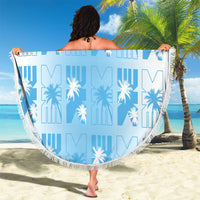 Bula Fiji Beach Blanket White Makare Masi Tapa Pattern LT05 - Polynesian Pride