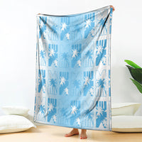 Bula Fiji Blanket White Makare Masi Tapa Pattern LT05 - Polynesian Pride