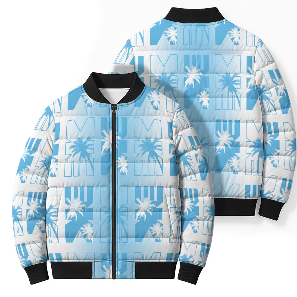 Bula Fiji Bomber Puffer Jacket White Makare Masi Tapa Pattern LT05 - Polynesian Pride