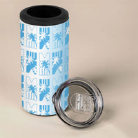 Bula Fiji 4 in 1 Can Cooler Tumbler White Makare Masi Tapa Pattern LT05 - Polynesian Pride