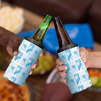 Bula Fiji 4 in 1 Can Cooler Tumbler White Makare Masi Tapa Pattern LT05 - Polynesian Pride