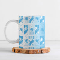 Bula Fiji Ceramic Mug White Makare Masi Tapa Pattern LT05 White - Polynesian Pride