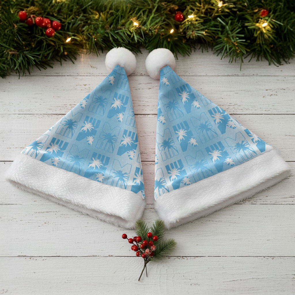 Bula Fiji Christmas Santa Hat White Makare Masi Tapa Pattern LT05 - Polynesian Pride