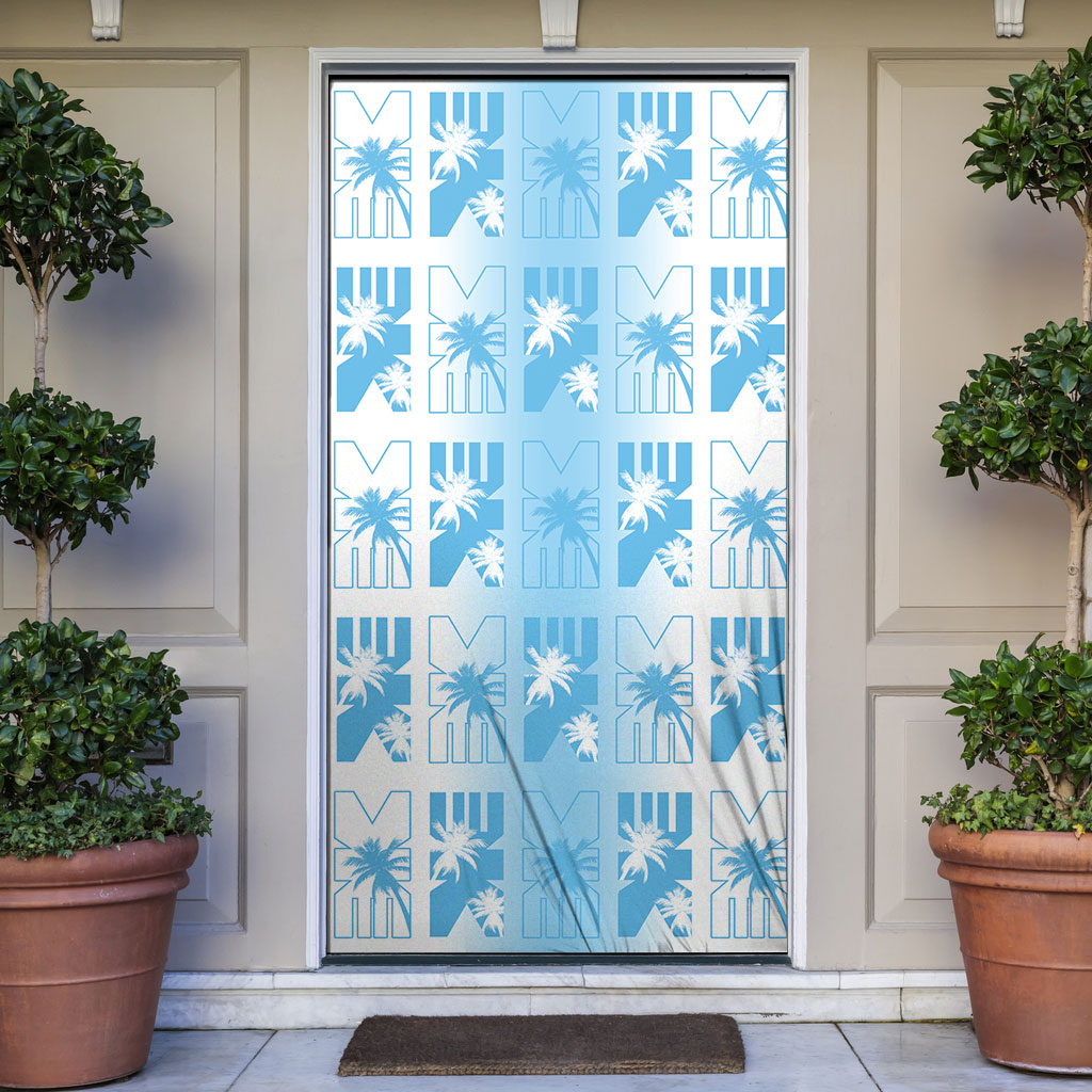 Bula Fiji Door Cover White Makare Masi Tapa Pattern LT05 White - Polynesian Pride
