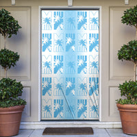 Bula Fiji Door Cover White Makare Masi Tapa Pattern LT05 White - Polynesian Pride