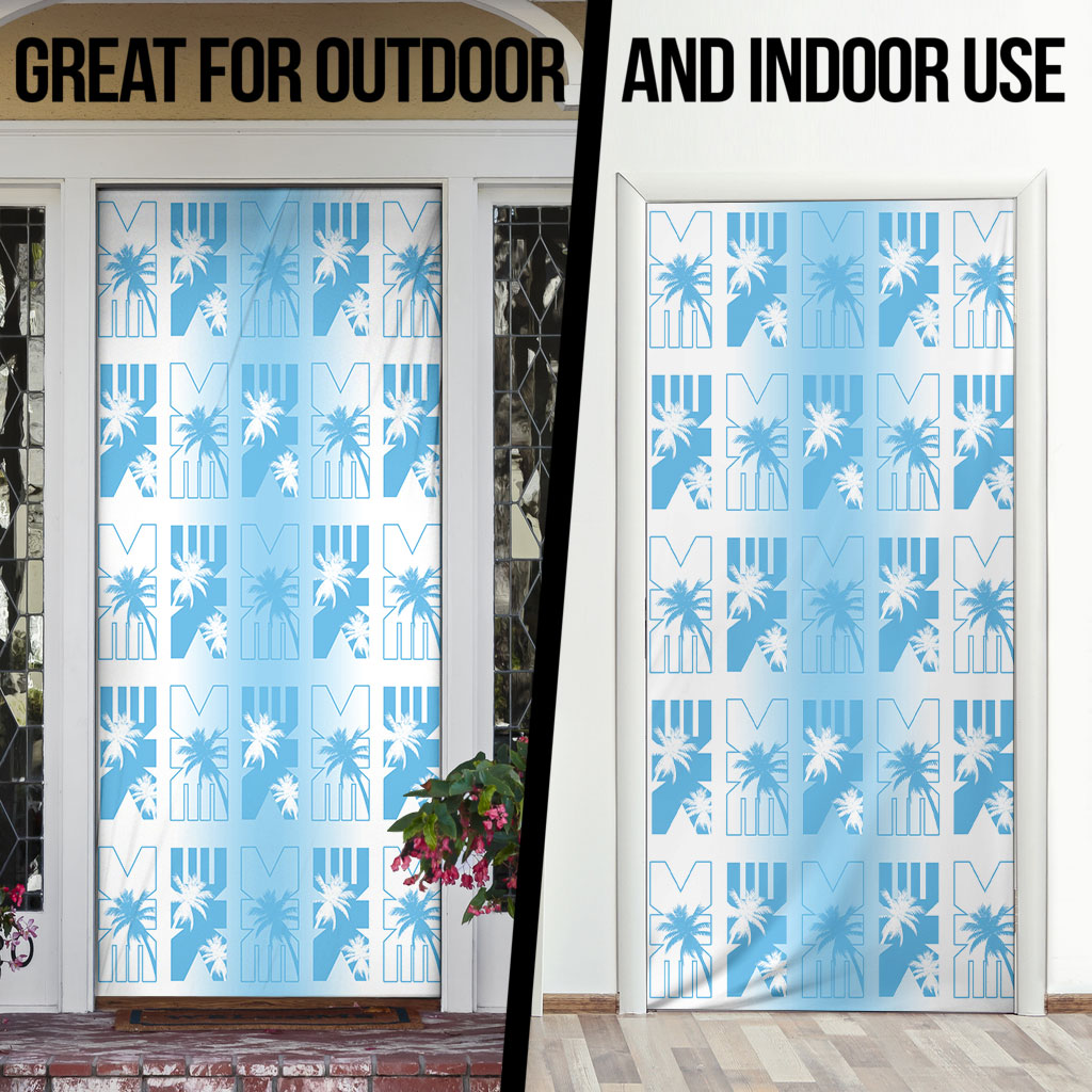 Bula Fiji Door Cover White Makare Masi Tapa Pattern LT05 - Polynesian Pride